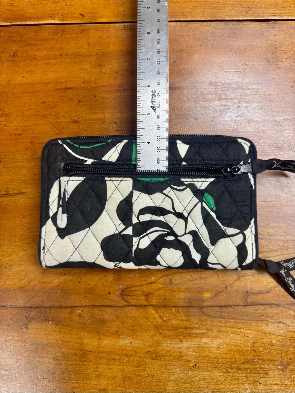 Vera Bradley Quilted Wallet in Black, White & Green Floral Print - Picture 8 of 10